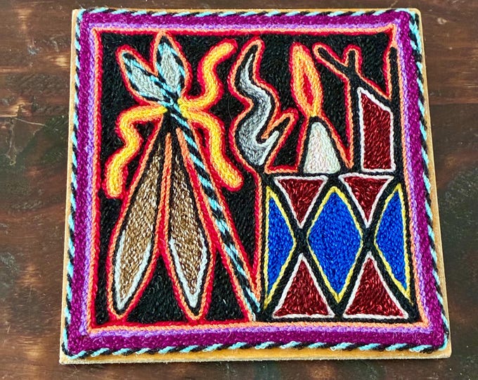 Huichol Yarn Art Nierika (4” x 4”) from Nayarit, Mexico