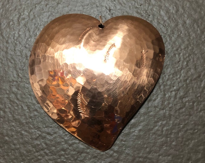 Handcrafted Hammered Copper Heart Christmas Tree Ornament