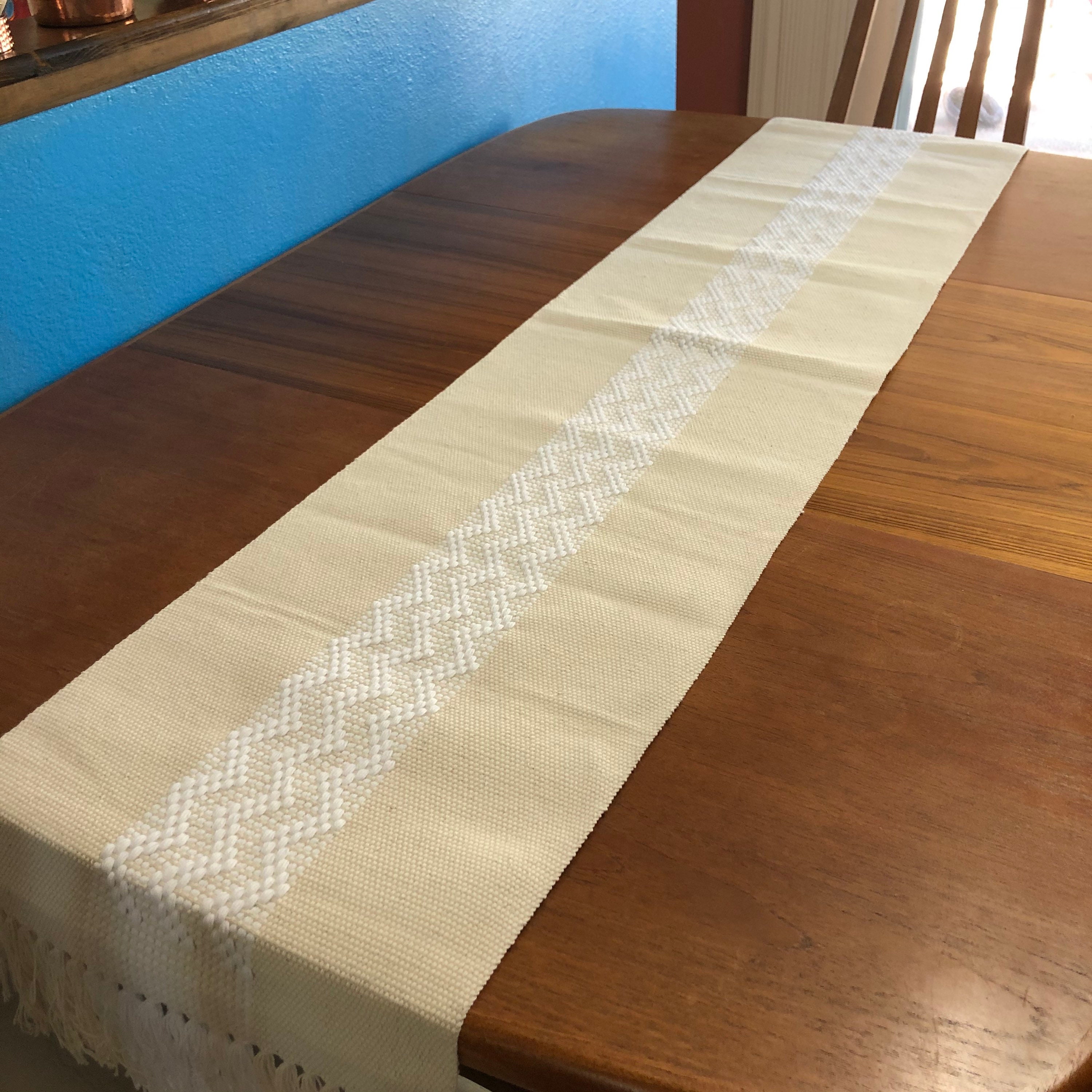 Handwoven Zapotec cotton table runner / bed runner approx. 72” x 14” (l