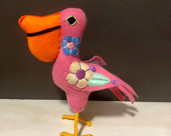 Hand Sewn Stuffed Animal Pelican Plush Toy