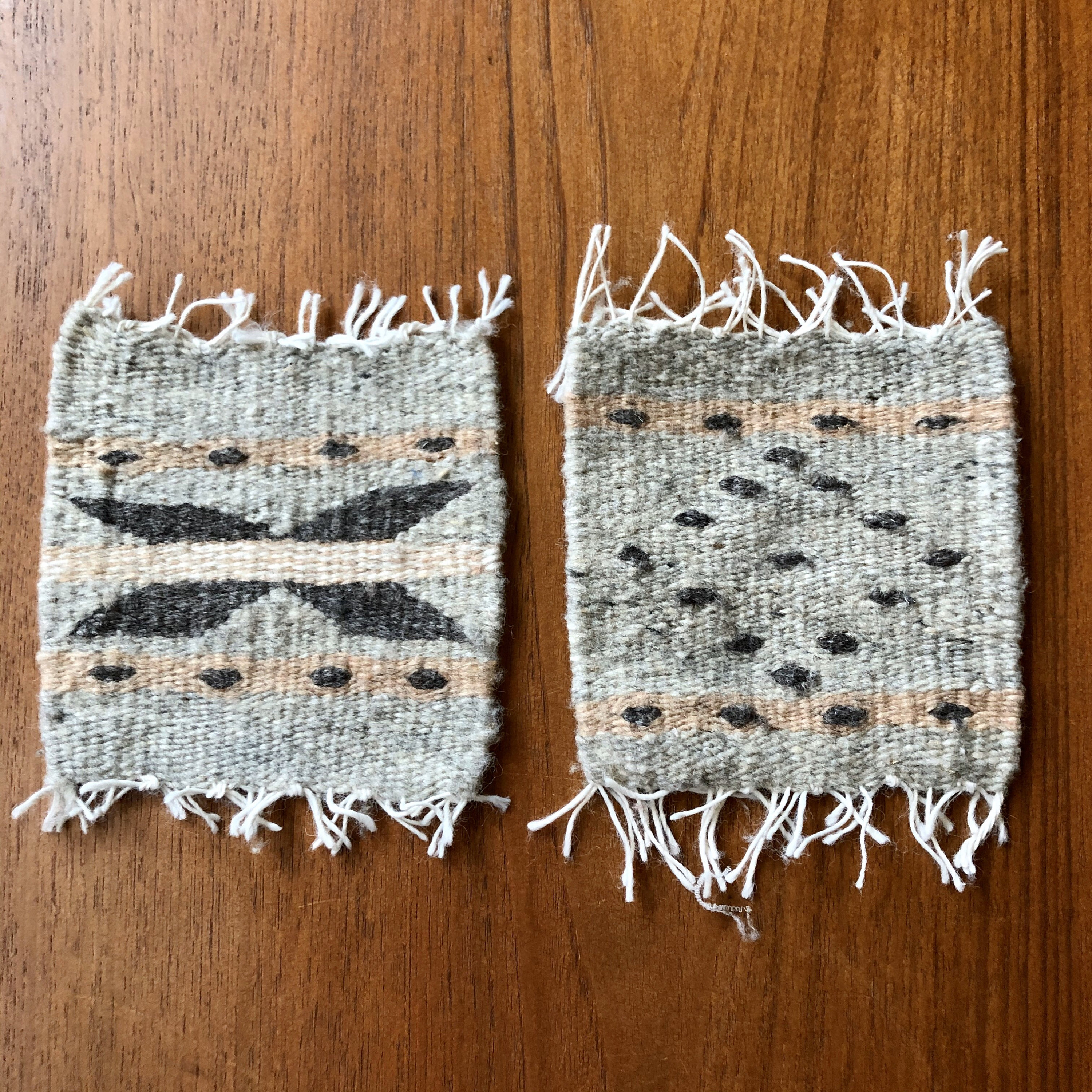 Zapotec hand woven merino wool coasters set of two approximately (5” x 5)