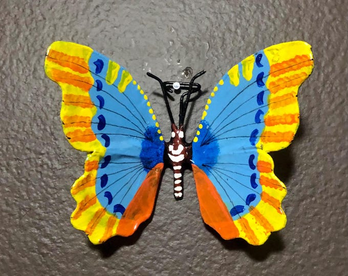 Small Paper Maché Butterfly Wall Ornament from Izamal, Yucatán, Mexico