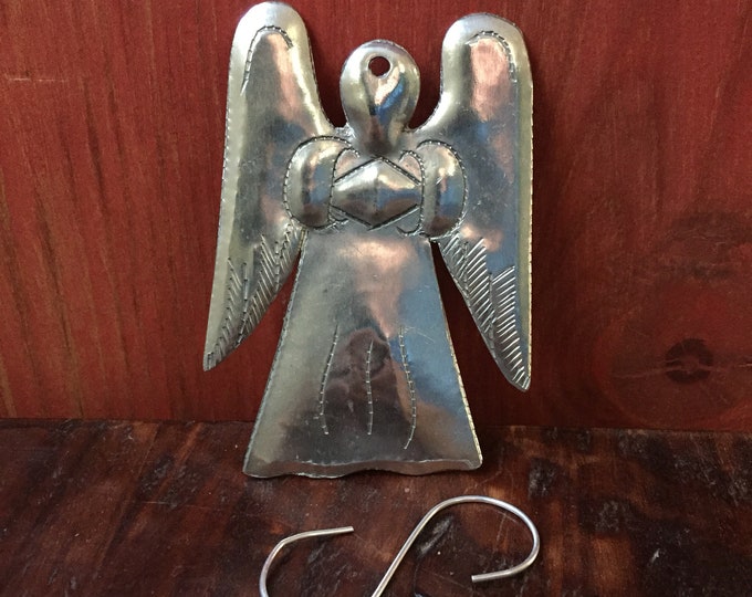 Handcrafted Hammered Aluminum Angel Christmas Tree Ornament