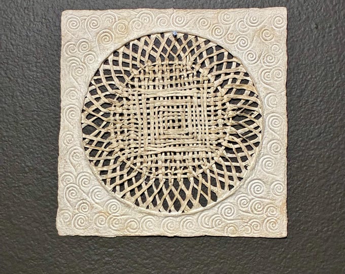 Handmade Amate Bark Paper Wall Art: Braided Detail, Natural Tones