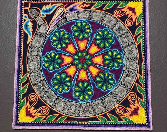 Huichol Yarn Art Nierika (11.75” x 11.75”) from Nayarit, Mexico