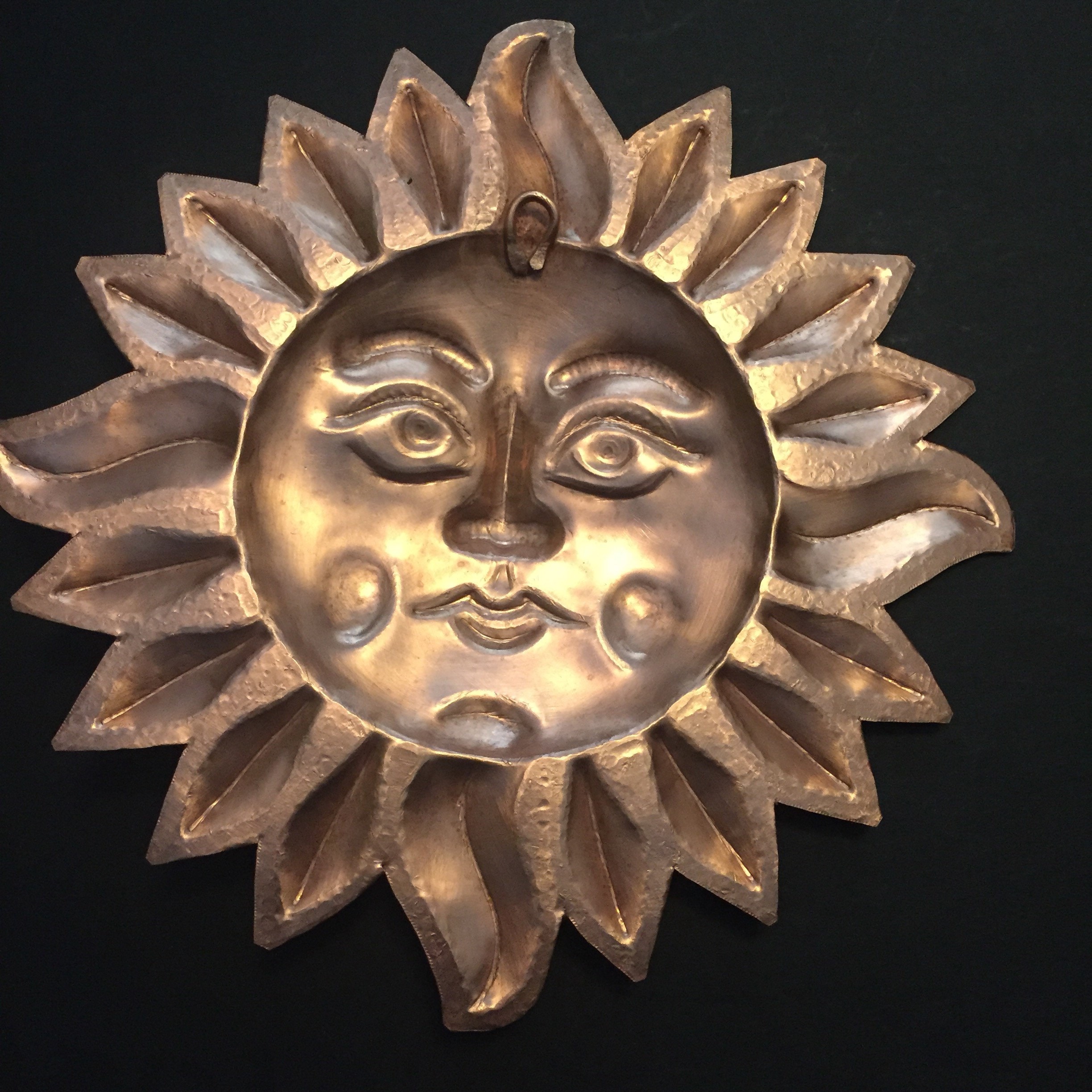 Handcrafted hammered copper 8 sun wall decor