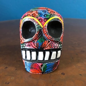 Alebrije Calavera Skull Handcrafted Wood Carving by Luis Garcia from Oaxaca, Mexico.