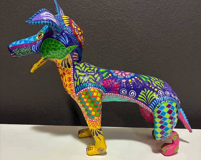 Handcrafted Paper Mache Alebrije Dog by César Miguel (Mexico City, Mexico)