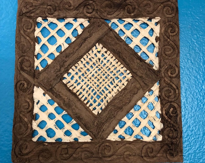 Handmade Amate Paper Wall Art from Mexico (7.75” x 7.75”)