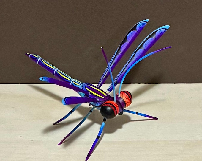 Alebrije Dragonfly Handcrafted Wood Carving by Zeny Fuentes & Reyna Piña from Oaxaca, Mexico.