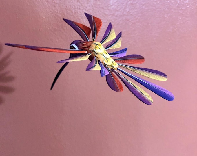 Alebrije Purple and Orange Hummingbird by Zeny Fuentes & Reyna Piña from Oaxaca, Mexico.