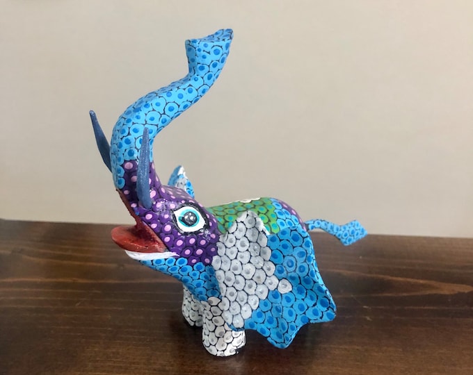 Handcrafted Alebrije Elephant Woodcarving by Esperanza Martinez of Oaxaca, Mexico