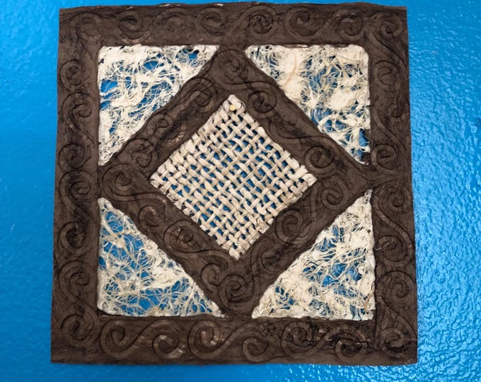 Handmade Amate Paper Wall Art from Mexico (7.75” x 7.75”)