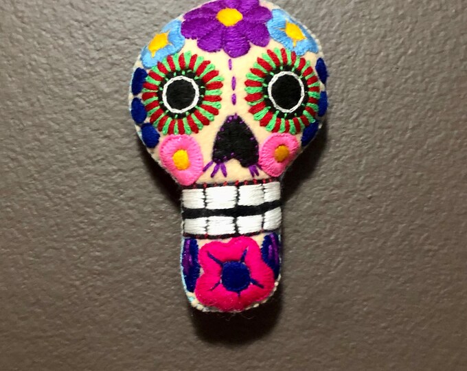 Hand Sewn Stuffed Calavera Plush Toy Hanging Ornament