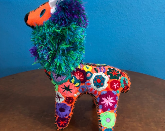 Hand Sewn Stuffed Animal Llama Plush Toy with Premium Colorful Embroidery