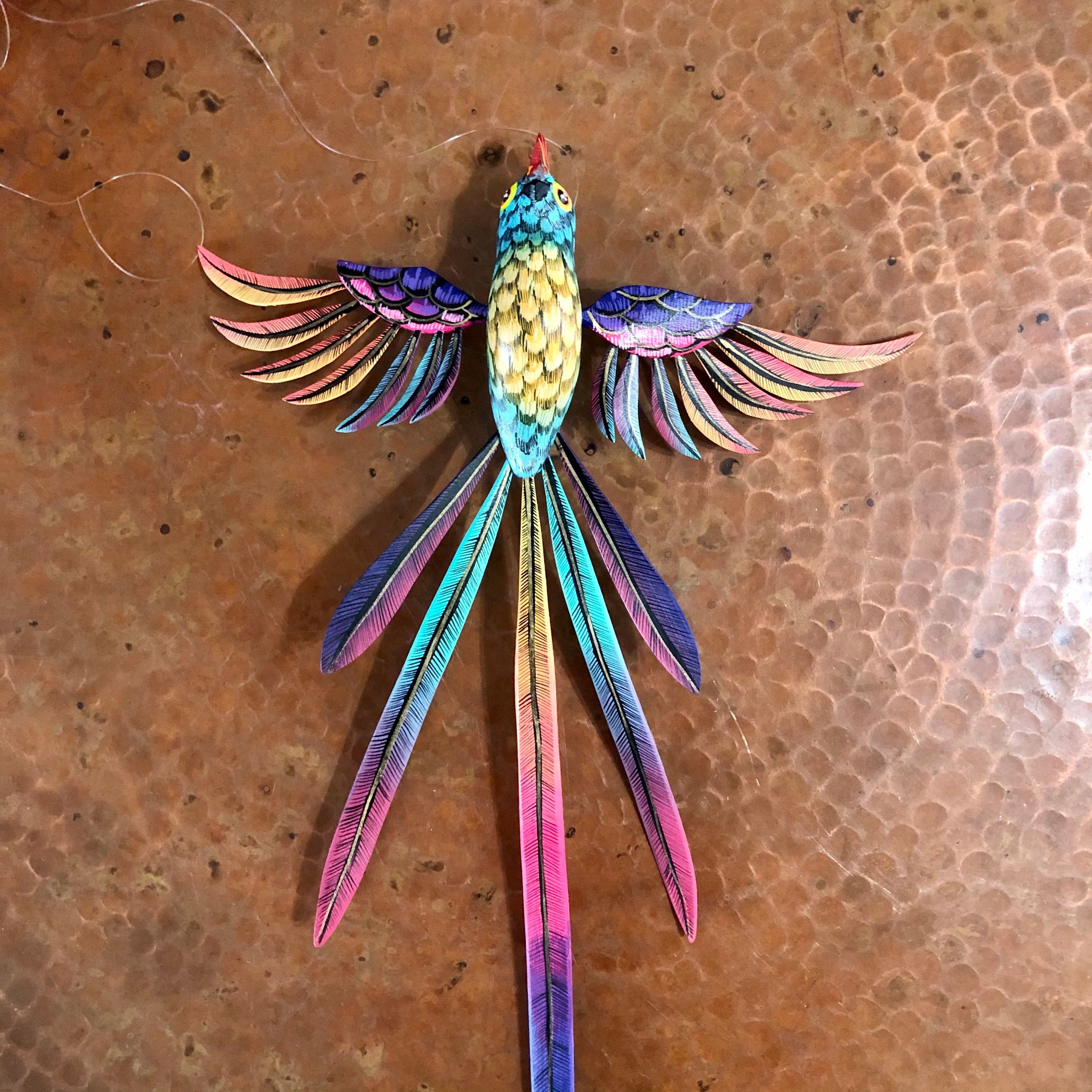 Alebrije Exotic Quetzal Bird Wood Carving by Roberto and Esperanza Martinez