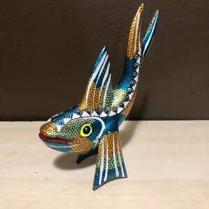 Alebrije Dolphin Wood Carving by Esperanza Martinez from Oaxaca, Mexico.