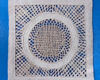 Handmade Amate Bark Paper Wall Art from Mexico (11 1/2" x 11 1/2")