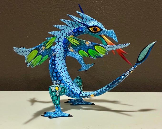 Hand Carved Wood Alebrije Dragon by Esperanza Martinez