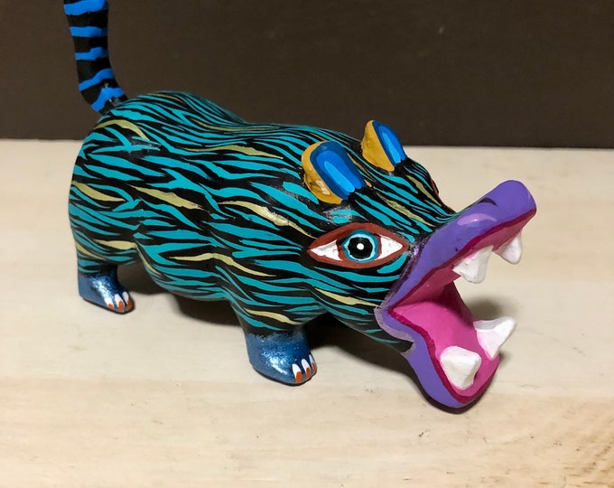 Alebrije Hippo Handcrafted Wood Carving by Michelle Fuentes from Oaxaca, Mexico.