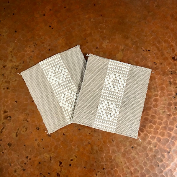 Handwoven Zapotec cotton coasters (set of two) - 5” x 5” Tan