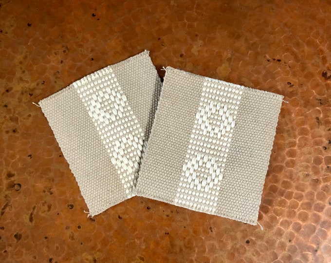 Handwoven Zapotec cotton coasters (set of two) - 5” x 5” Tan