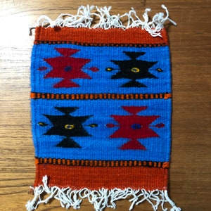 Zapotec handvävd merinoullunderlägg 20 x 23 cm
