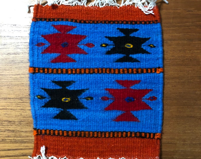 Zapotec hand woven merino wool trivet hot pad 8” x 9”