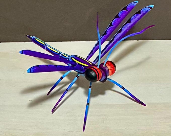 Alebrije Dragonfly Handcrafted Wood Carving by Zeny Fuentes & Reyna Piña from Oaxaca, Mexico.