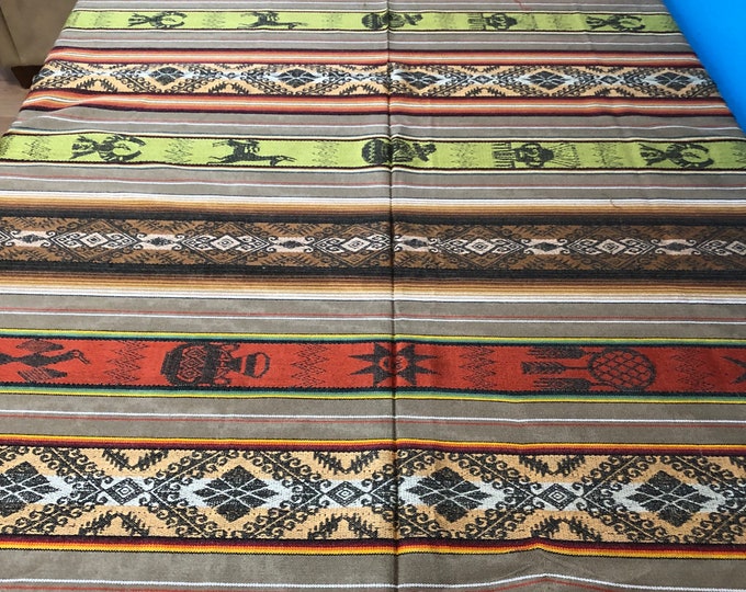 Woven Cotton Tablecloth / Bed Throw from Otavalo, Ecuador- 64” x 60”
