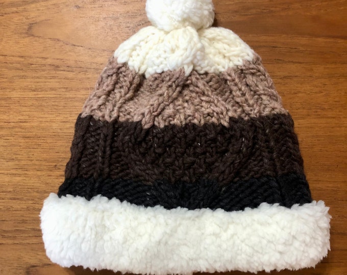 Hand Knitted Wool Winter Hat with fleece lining from Otavalo, Ecuador.