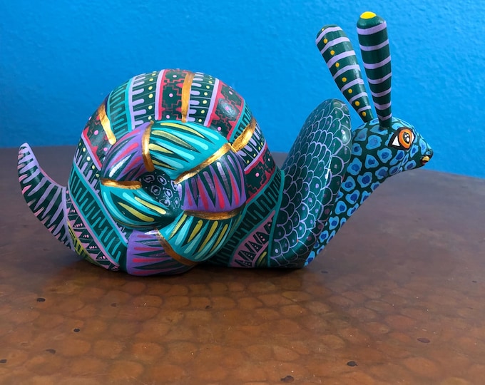 Alebrije Snail Handcrafted Wood Carving by Zeny Fuentes & Reyna Piña from Oaxaca, Mexico.