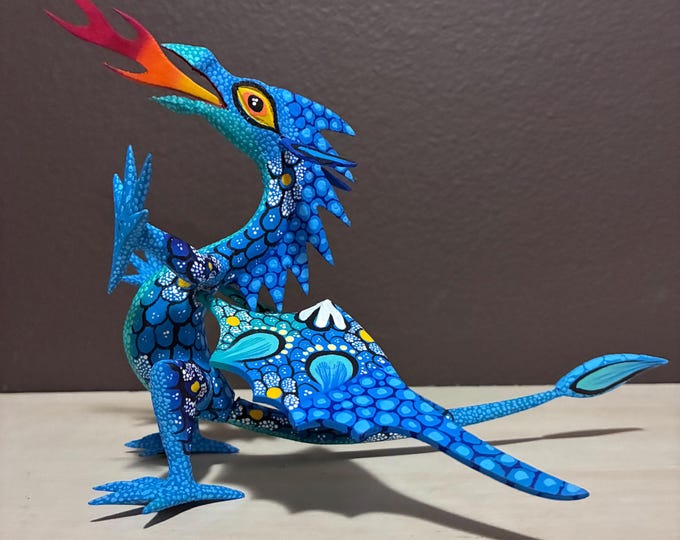 Hand Carved Wood Alebrije Dragon by Esperanza Martinez