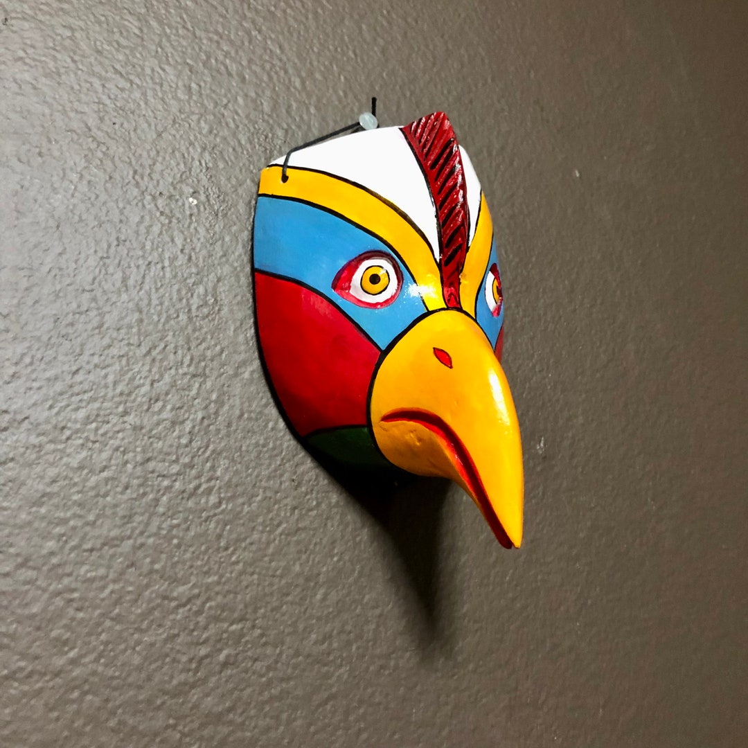 Mexican Decorative Indigenous Bird Head Hand Carved Wood Wall Mask - Etsy