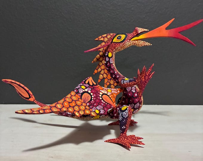 Hand Carved Wood Alebrije Dragon by Esperanza Martinez