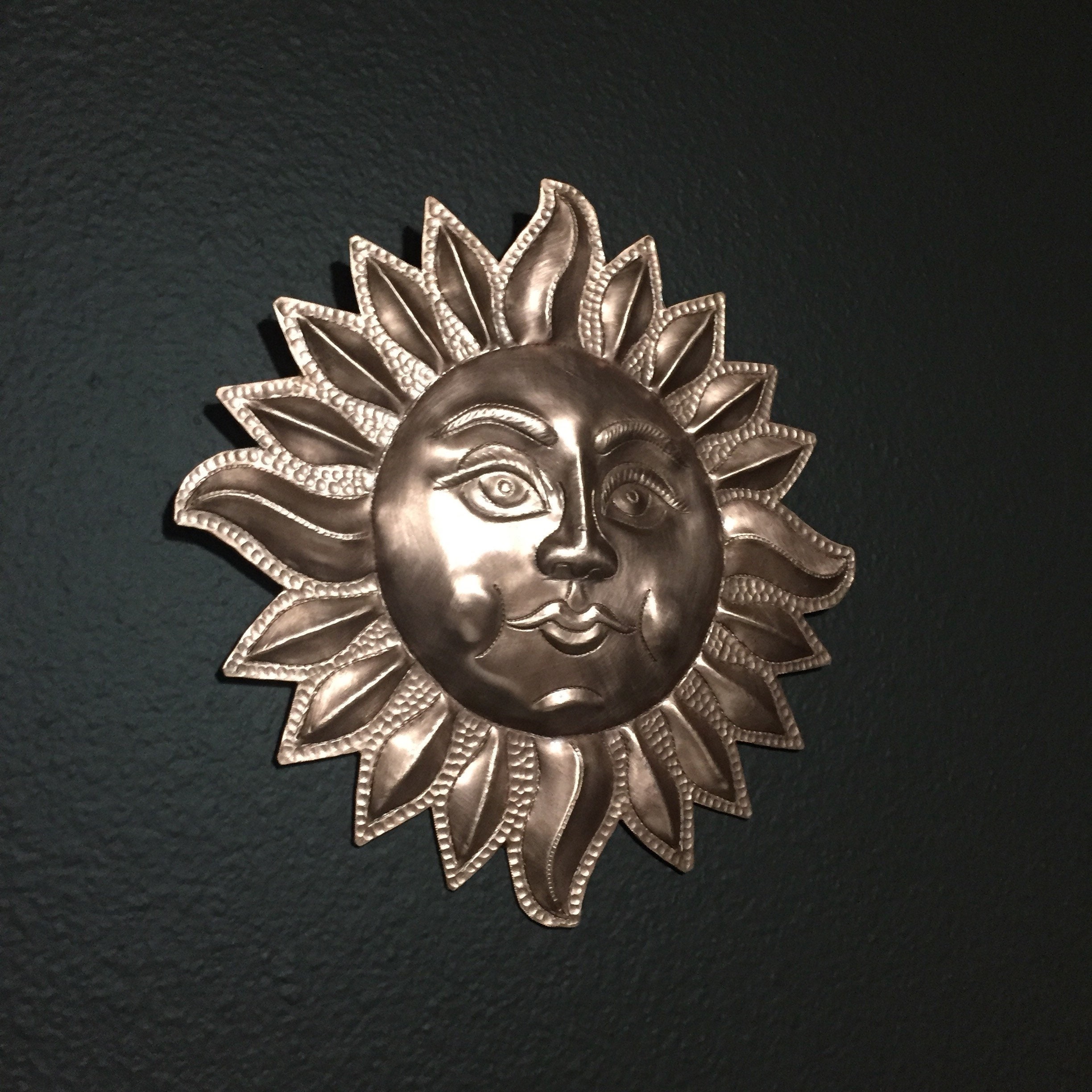 Handcrafted hammered copper 8 sun wall decor