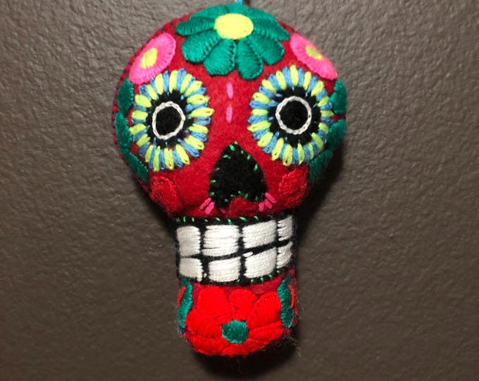 Hand Sewn Stuffed Calavera Plush Toy Hanging Ornament