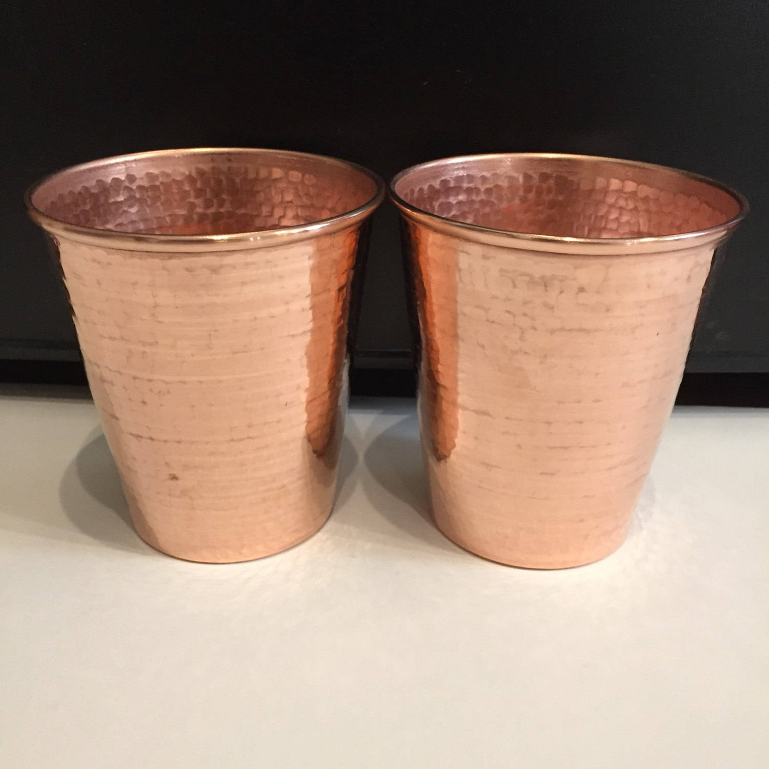 2pack 18oz Moscow Mule Hammered Copper Tumblers, tapered