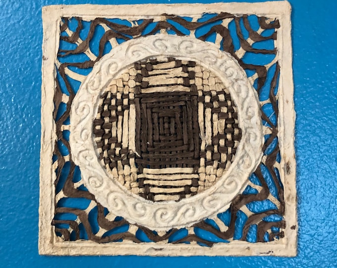 Handmade Amate Paper Wall Art from Mexico (7 3/4” x 7 3/4”)