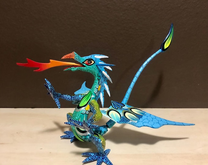 Hand Carved Wood Alebrije Dragon by Esperanza Martinez
