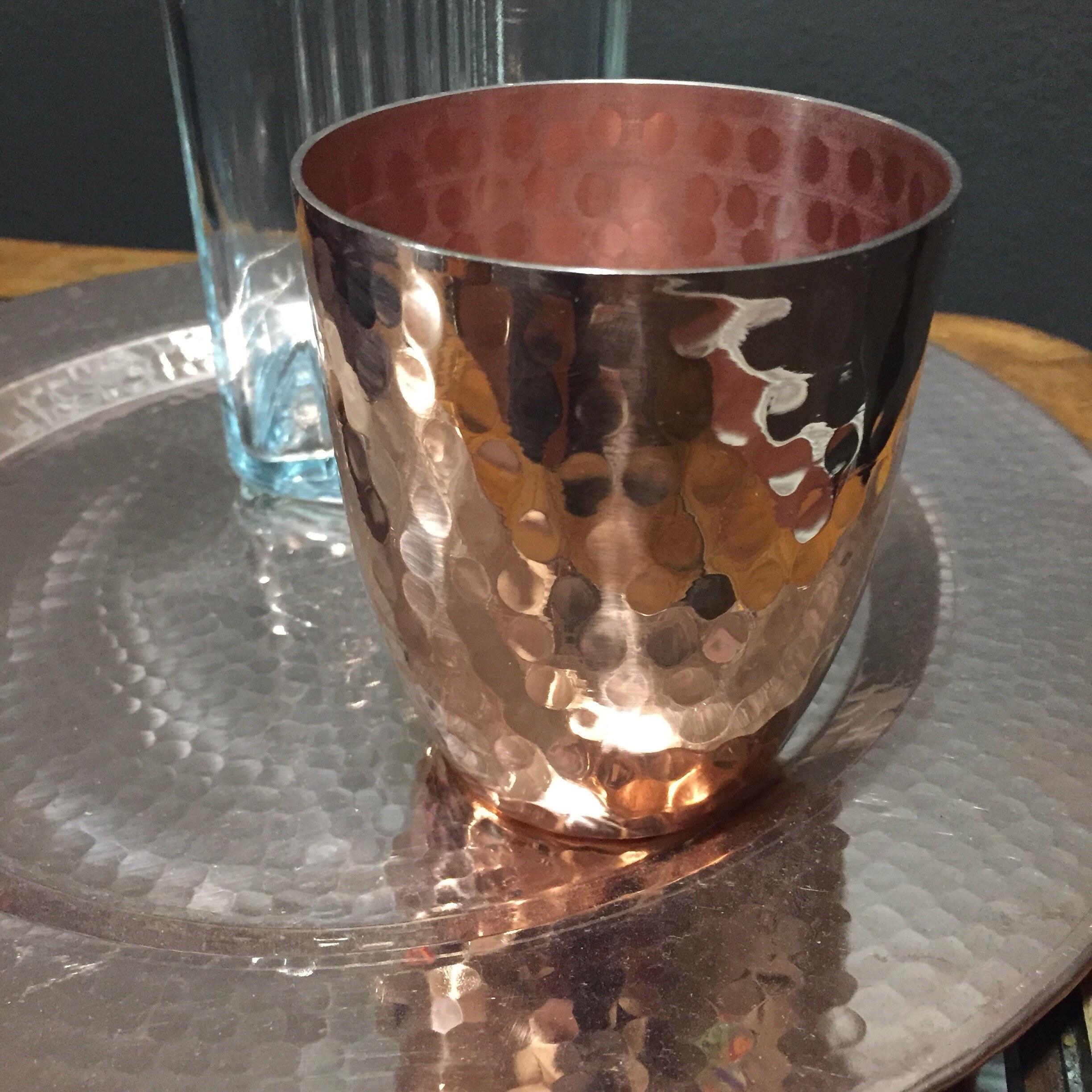 Handcrafted heavy gauge copper 12oz water cup drinking glass