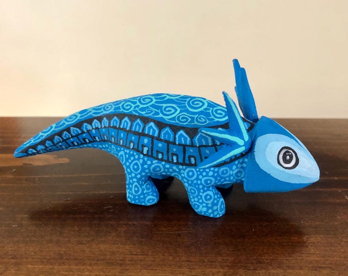 Alebrije Axolotl (Mexican Salamander)  Handcrafted Wood Carving by Esperanza Martinez from Oaxaca, Mexico.