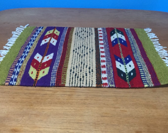 Zapotec hand woven merino wool table centerpiece 20" x 15" naturally dyed