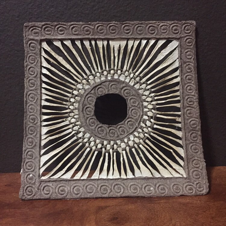 Handmade Amate Paper Wall Art with woven design