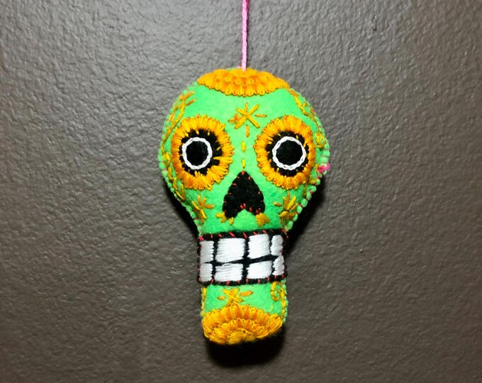 Hand Sewn Stuffed Calavera Plush Toy Hanging Ornament