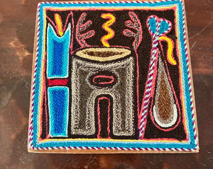 Huichol Yarn Art Nierika (4” x 4”) from Nayarit, Mexico