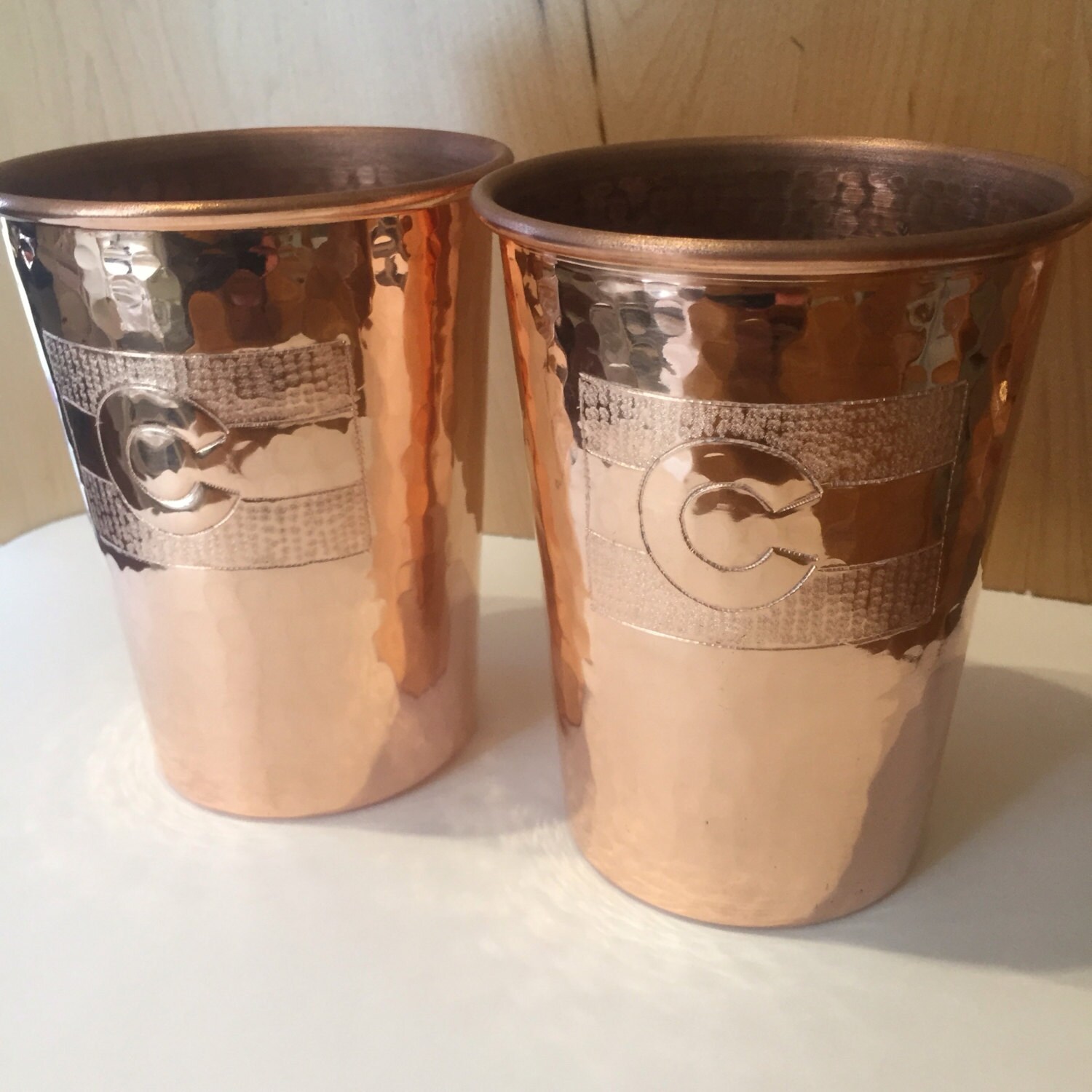 2pack of 20 oz. Moscow Mule Hammered Copper Tumblers w/ Colorado Flag