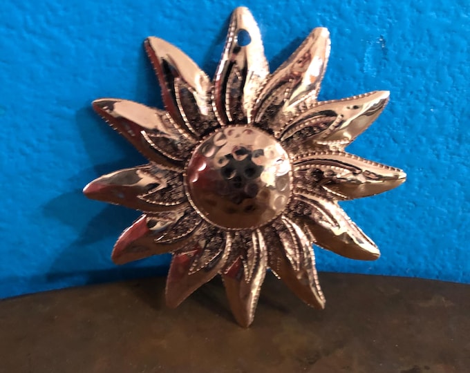 Handcrafted Pure Hammered Copper Sun Christmas Tree Ornament