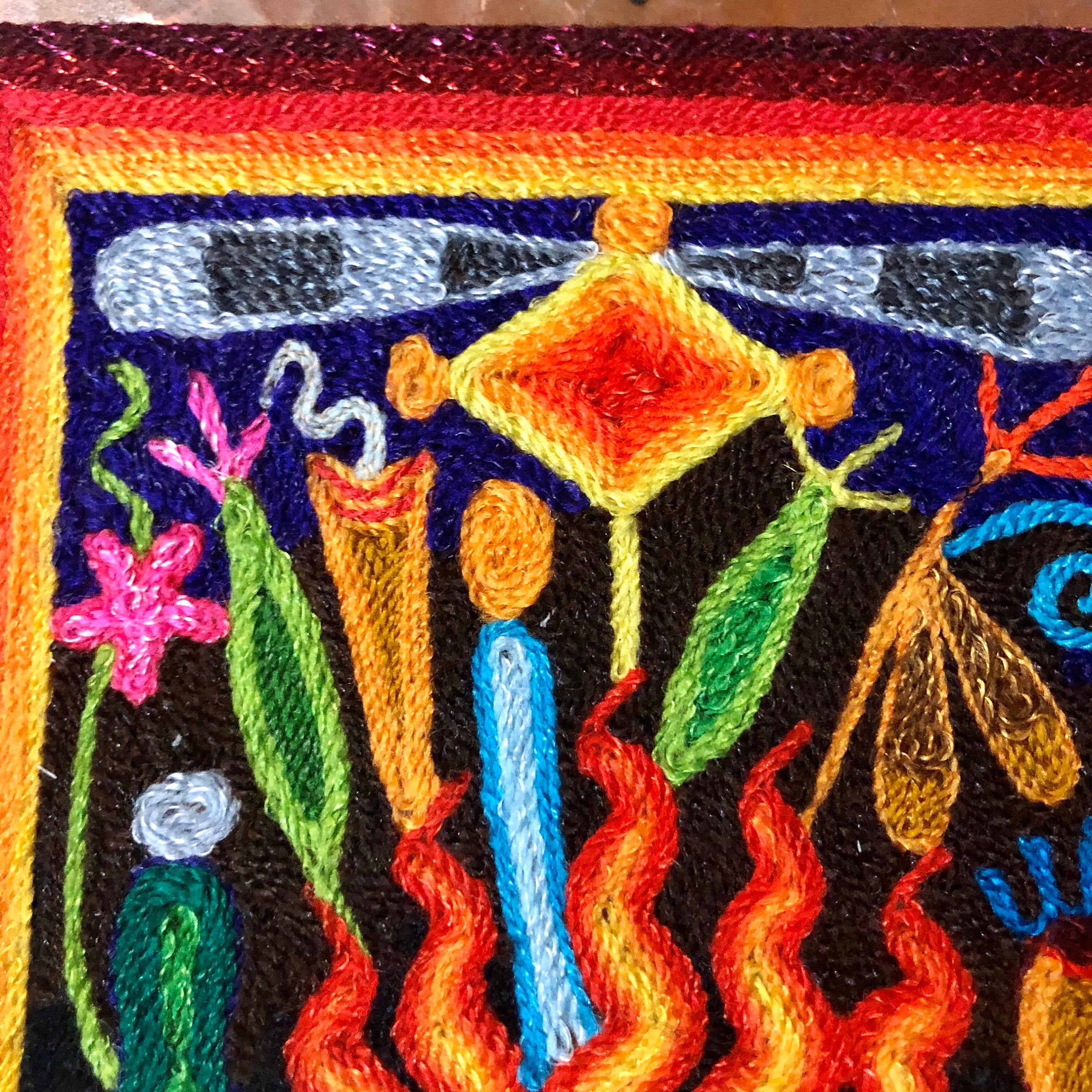 Huichol Yarn Art 6” x 6” Sacred Symbols from Nayarit, Mexico