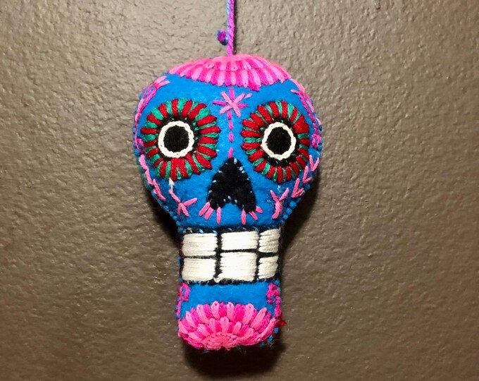 Hand Sewn Stuffed Calavera Plush Toy Hanging Ornament
